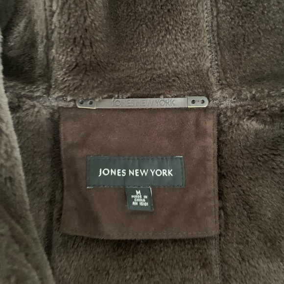 Jones New York Brown Faux Suede Hooded Coat - Picture 5 of 5